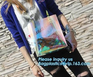 Handbags Shoulder Tote PVC Beach Bags for women with Zipper, pvc tote bag transparent handbag shoulder bag, Tote Handbag supplier