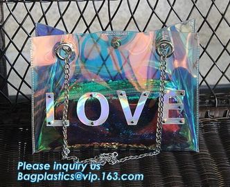 luxury handbag women chain shoulder bag clear PVC plastic tote bag, Tote Bag Clear Shoulder PVC Bag with Zipper, pac, ba supplier