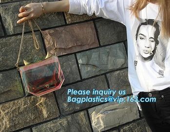 PVC shoulder bag/transparent tote bag, Clear PVC Tote Bag Beach Bag, pvc shoulder bag with golden chain, clutch, packs supplier