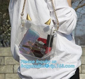 Tote Bags PVC Beach Shoulder Bag with Interior Pocket, lightweight pvc shoulder bag, Casual Shoulder Tote Beach Bag, pac supplier