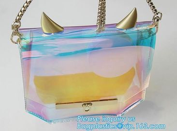 laser PVC new material printing shoulder tote bag, Girls Shoulder Tote Beach Bag, Ladies Transparent PVC Beach Handbag supplier