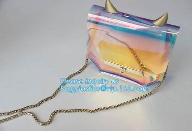 laser PVC new material printing shoulder tote bag, Girls Shoulder Tote Beach Bag, Ladies Transparent PVC Beach Handbag supplier