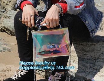 Translucent color fashion PVC handbag, ladies shoulder bag pu/pvc Women Handbags, Womens Clear Tote Bags for Shoulder Cl supplier