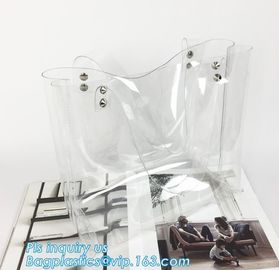 PVC Clear Glitter Chain Shoulder Bag, PVC Shoulder Plastic Beach Bag, clear pvc gift handbags, shoulder beach pvc bags supplier