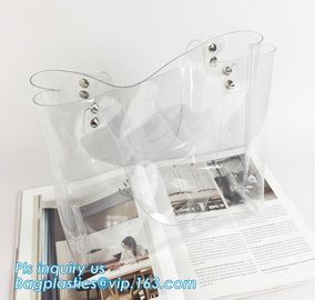 PVC Clear Glitter Chain Shoulder Bag, PVC Shoulder Plastic Beach Bag, clear pvc gift handbags, shoulder beach pvc bags supplier