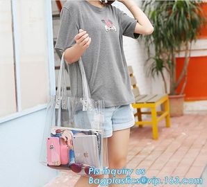 Women Handbag PVC Single Shoulder Bag with Handles, Lady's Jelly Transparent PVC Beach Handbag Tote Shoulder Bag &amp; Mini supplier