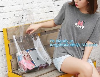 Women Handbag PVC Single Shoulder Bag with Handles, Lady's Jelly Transparent PVC Beach Handbag Tote Shoulder Bag &amp; Mini supplier