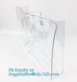 Tote Bags PVC Beach Lash Package Tote Shoulder Bag with Interior Pocket, Waterproof Semi-clear Tote Bags Stripe PVC Shou supplier