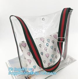 PVC Tote Shoulder Bag Gym Travel Beach shopping bags, Made in China transparent PVC shoulder bag clutch bag, packaging supplier