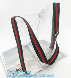 PVC Tote Shoulder Bag Gym Travel Beach shopping bags, Made in China transparent PVC shoulder bag clutch bag, packaging supplier