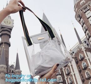 Vinyl PVC Chain Handbag Shoulder Bag for Young Ladies, Studded Clear Tote/PVC shoulder bagClassical Colorful PVC Wallet supplier