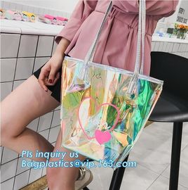 popular bench shoulder bag transparent pvc bag, PVC Tote Bag Shoulder Handbag Transparent PVC Beach Bag, casual beach ba supplier