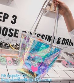 popular bench shoulder bag transparent pvc bag, PVC Tote Bag Shoulder Handbag Transparent PVC Beach Bag, casual beach ba supplier