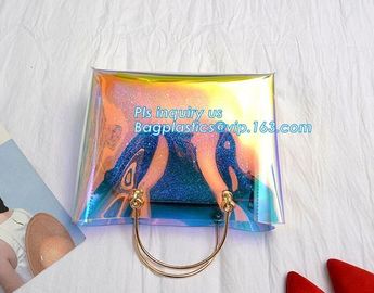 fasion decorated PVC/PU ladies chain shoulder bag, Shoulder Handbag Clear Tote Bag, Ladies' pvc clear beach bags/ pvc sh supplier