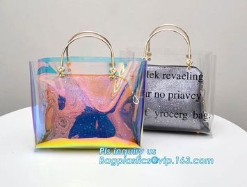 fasion decorated PVC/PU ladies chain shoulder bag, Shoulder Handbag Clear Tote Bag, Ladies' pvc clear beach bags/ pvc sh supplier