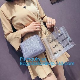 New Design Elegant Transparent Handbags Shoulder Tote PVC Beach Bags for women, PVC Tote Bag Shoulder Handbag Transparen supplier