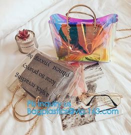 New Design Elegant Transparent Handbags Shoulder Tote PVC Beach Bags for women, PVC Tote Bag Shoulder Handbag Transparen supplier