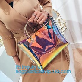 New Design Elegant Transparent Handbags Shoulder Tote PVC Beach Bags for women, PVC Tote Bag Shoulder Handbag Transparen supplier