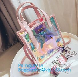 Jelly color laser shoulder bag pvc leather tote bag, Studded Clear Tote/PVC shoulder bag, Fashion Translucent Hologram K supplier