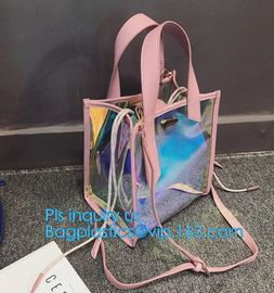 Jelly color laser shoulder bag pvc leather tote bag, Studded Clear Tote/PVC shoulder bag, Fashion Translucent Hologram K supplier