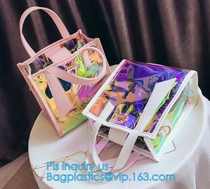 Jelly color laser shoulder bag pvc leather tote bag, Studded Clear Tote/PVC shoulder bag, Fashion Translucent Hologram K supplier