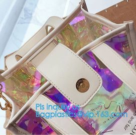 Jelly color laser shoulder bag pvc leather tote bag, Studded Clear Tote/PVC shoulder bag, Fashion Translucent Hologram K supplier