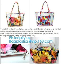 Pvc Customized Women Clear Bag Waterproof Shoulder Bag With Cosmetic, pvc clear beach bags/ pvc shoulder bag factory supplier