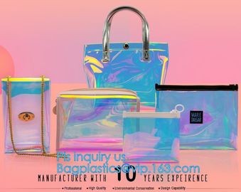 Elegant Transparent Handbags Shoulder Tote PVC Beach Bags for women with Zipper, Vinyl Transparent PVC Shoulder Bag With supplier