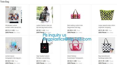 Elegant Transparent Handbags Shoulder Tote PVC Beach Bags for women with Zipper, Vinyl Transparent PVC Shoulder Bag With supplier