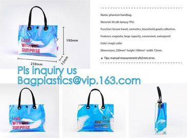 Fashion Women Clear PVC Vinyl Beach Tote Bags Handbag With Handle, handbag tote bag with inner drawstring bag, CARRY BAG supplier