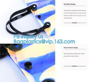Fashion Women Clear PVC Vinyl Beach Tote Bags Handbag With Handle, handbag tote bag with inner drawstring bag, CARRY BAG supplier