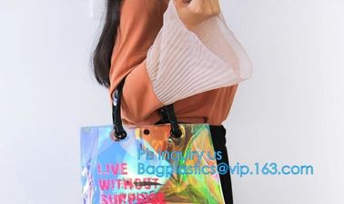 tote pvc stadium ladies bags handbag, bucket bags pvc transparent bags women handbags, laser shopping beach bag hologram supplier