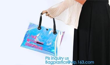 tote pvc stadium ladies bags handbag, bucket bags pvc transparent bags women handbags, laser shopping beach bag hologram supplier