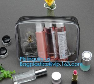 Custom personalized travel waterproof transparent clear pvc zipper toiletry bag, fashion travel clear PVC bag, HANDLE supplier