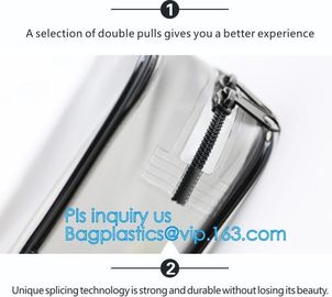 Custom personalized travel waterproof transparent clear pvc zipper toiletry bag, fashion travel clear PVC bag, HANDLE supplier