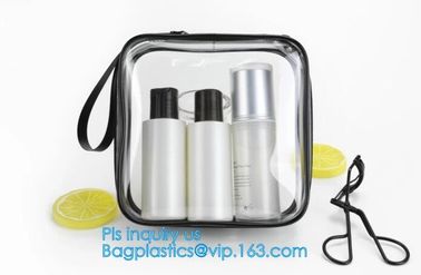 Custom personalized travel waterproof transparent clear pvc zipper toiletry bag, fashion travel clear PVC bag, HANDLE supplier