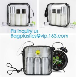 Custom personalized travel waterproof transparent clear pvc zipper toiletry bag, fashion travel clear PVC bag, HANDLE supplier