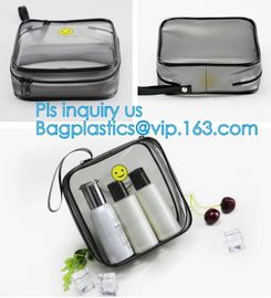 Custom personalized travel waterproof transparent clear pvc zipper toiletry bag, fashion travel clear PVC bag, HANDLE supplier