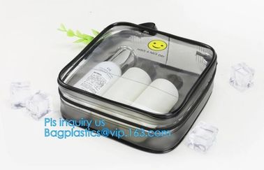 Custom personalized travel waterproof transparent clear pvc zipper toiletry bag, fashion travel clear PVC bag, HANDLE supplier