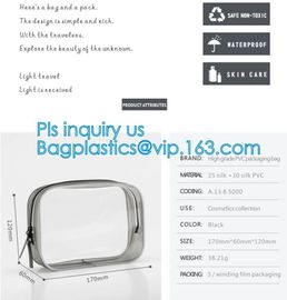 Custom personalized travel waterproof transparent clear pvc zipper toiletry bag, fashion travel clear PVC bag, HANDLE supplier