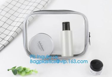 Custom personalized travel waterproof transparent clear pvc zipper toiletry bag, fashion travel clear PVC bag, HANDLE supplier