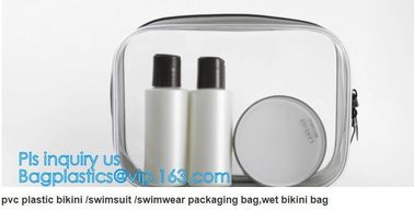 Custom personalized travel waterproof transparent clear pvc zipper toiletry bag, fashion travel clear PVC bag, HANDLE supplier