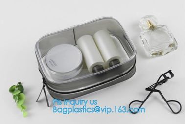 Custom personalized travel waterproof transparent clear pvc zipper toiletry bag, fashion travel clear PVC bag, HANDLE supplier