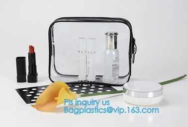 Popular Iridescent Clear PVC Makeup Bag, custom logo printing clear pvc makeup Bag, portable cosmetics makeup bag, handl supplier