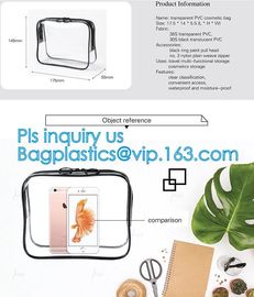 Popular Iridescent Clear PVC Makeup Bag, custom logo printing clear pvc makeup Bag, portable cosmetics makeup bag, handl supplier