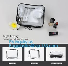 Popular Iridescent Clear PVC Makeup Bag, custom logo printing clear pvc makeup Bag, portable cosmetics makeup bag, handl supplier