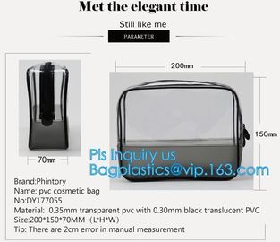 Travel Wash Bag Holder Zipper Pouch Large Hand Bag PVC Makeup Clear Cosmetic Bag, zipper transparent plastic pvc makeup supplier