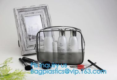 Travel Wash Bag Holder Zipper Pouch Large Hand Bag PVC Makeup Clear Cosmetic Bag, zipper transparent plastic pvc makeup supplier