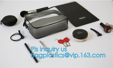 Travel Wash Bag Holder Zipper Pouch Large Hand Bag PVC Makeup Clear Cosmetic Bag, zipper transparent plastic pvc makeup supplier