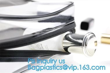 Travel Wash Bag Holder Zipper Pouch Large Hand Bag PVC Makeup Clear Cosmetic Bag, zipper transparent plastic pvc makeup supplier